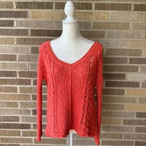 Free People Orange Crochet Sweater Size Small